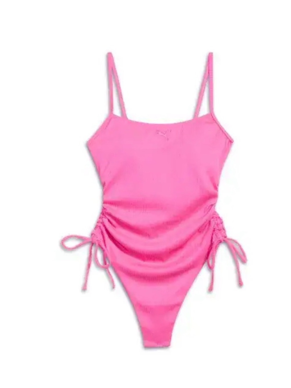 Puma Bright Pink Ruched High Sides One-Piece Swimsuit Sz S Womens NWT